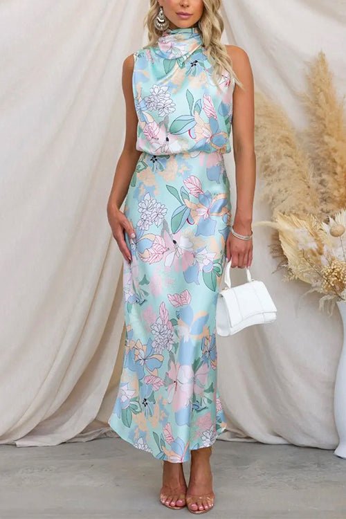 Georgia™ | Printed Satin Maxi Dress