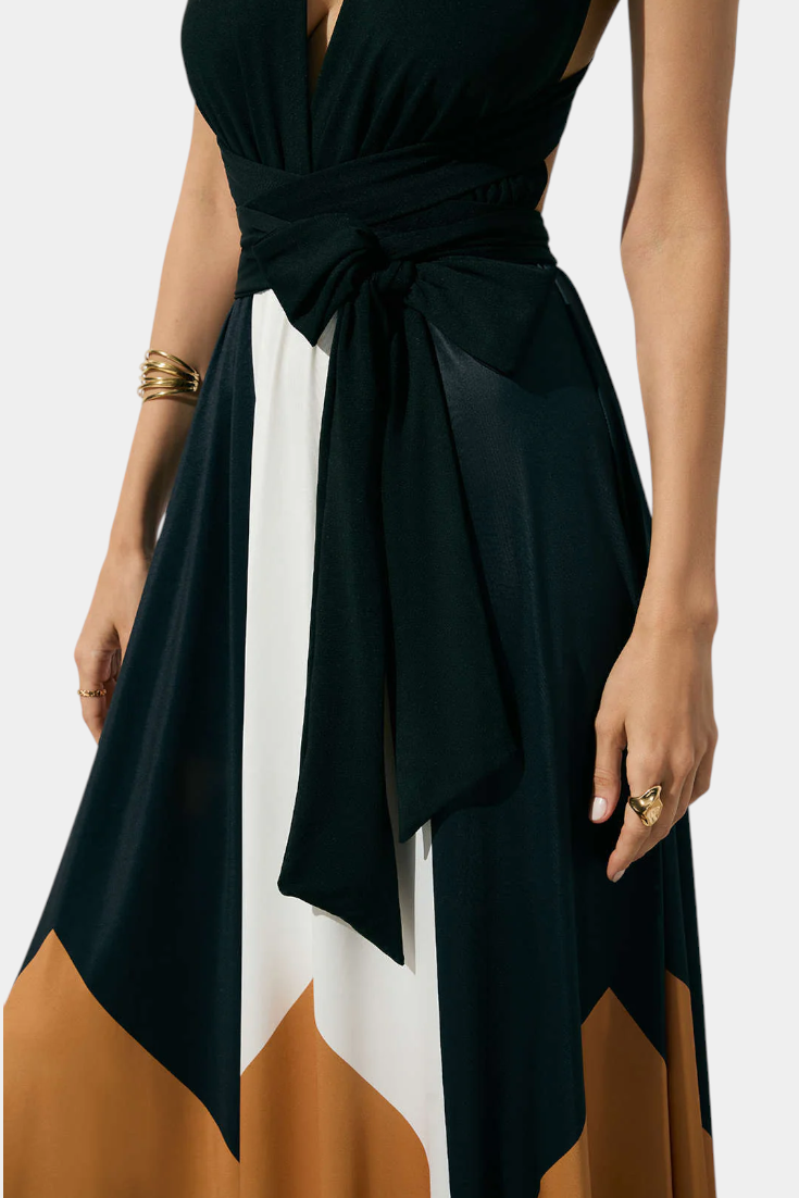 Nava Long Polymorphic Dress with Open Back and Versatile Silhouette