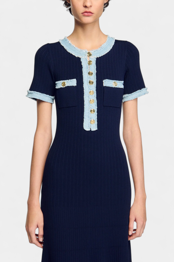 Alexia Midi Knit Dress with Trim