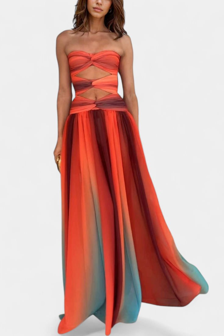 Maisie A-Line Cut Strapless Maxi Dress