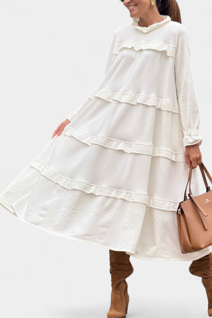 Jada Casual-Chic Ruffled Sweatshirt Dress
