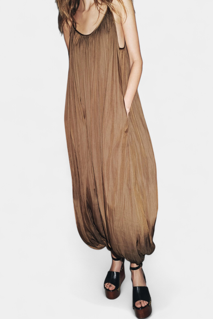 Lucy | Long Pleated Jumpsuit with Relaxed Silhouette