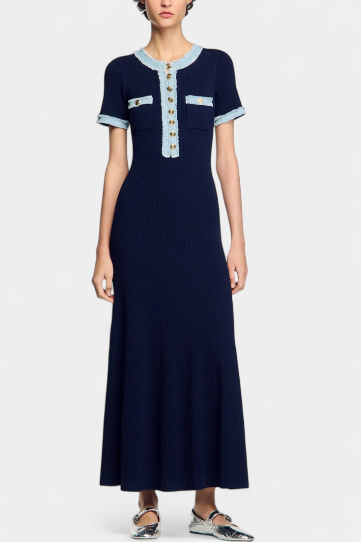 Alexia Midi Knit Dress with Trim