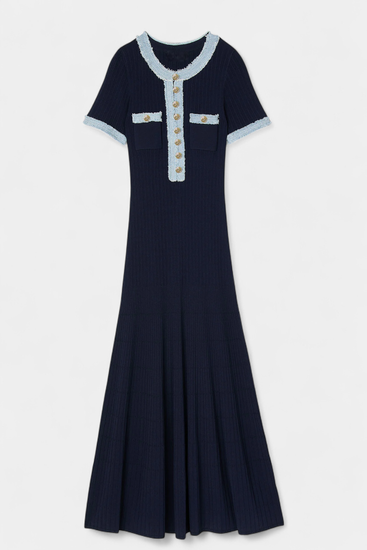 Alexia Midi Knit Dress with Trim