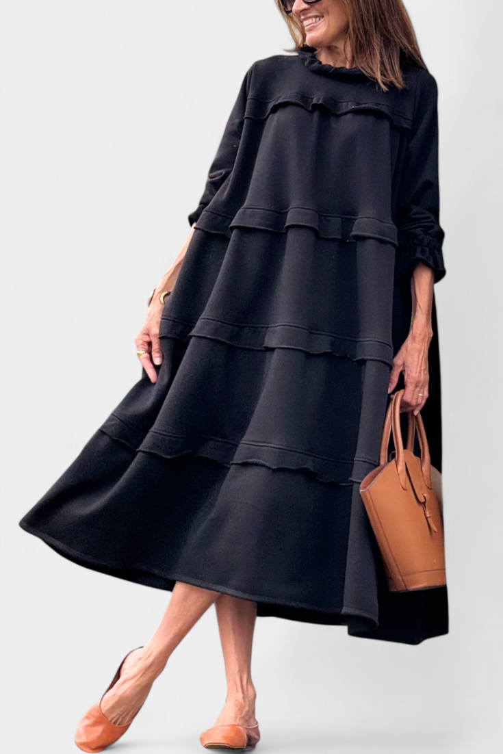 Jada Casual-Chic Ruffled Sweatshirt Dress