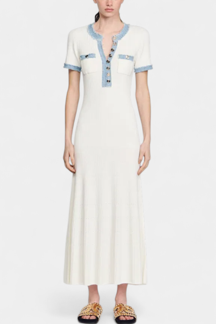 Alexia Midi Knit Dress with Trim