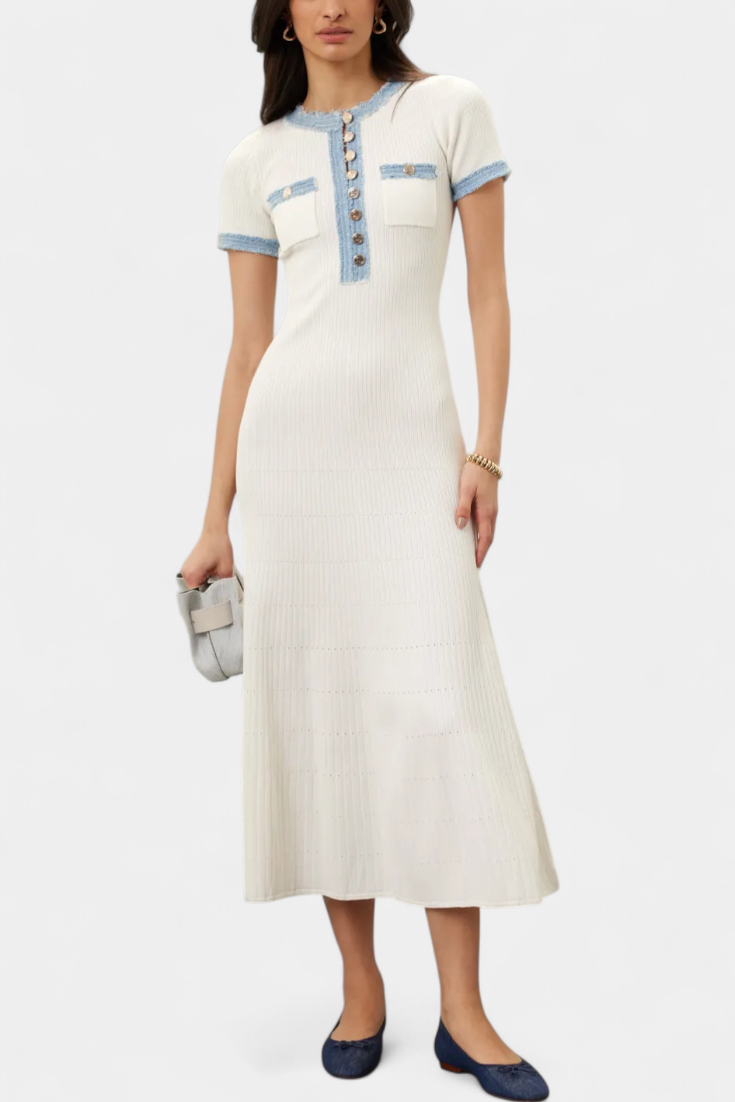 Alexia Midi Knit Dress with Trim