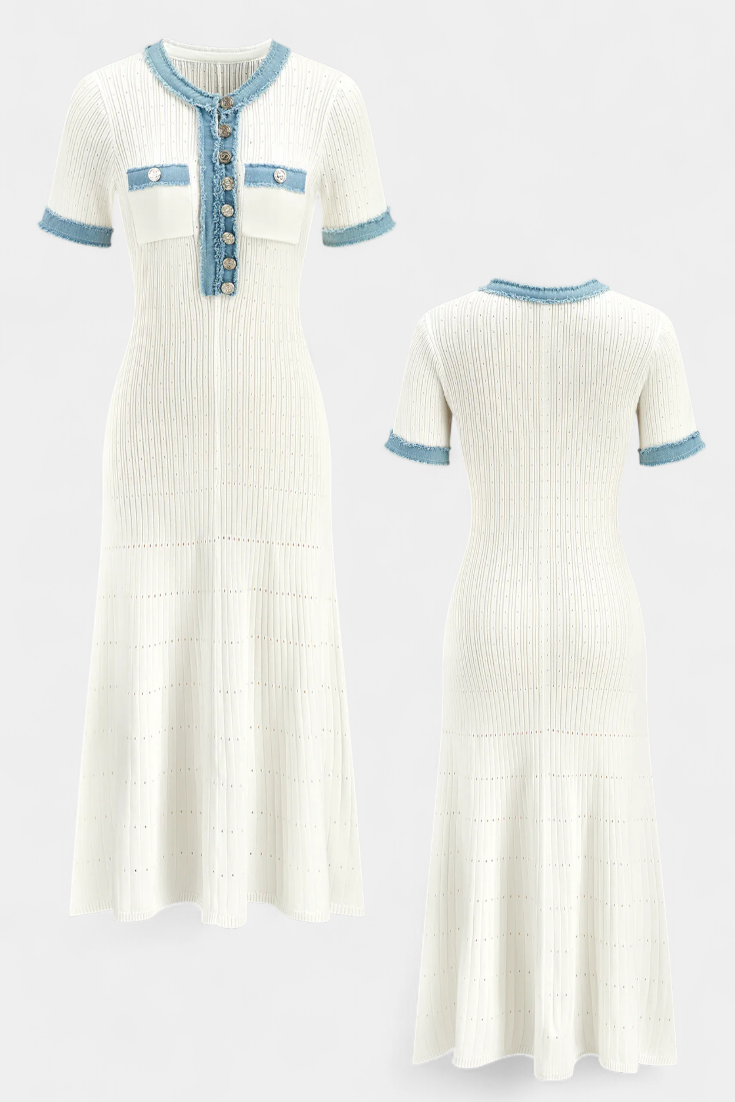 Alexia Midi Knit Dress with Trim