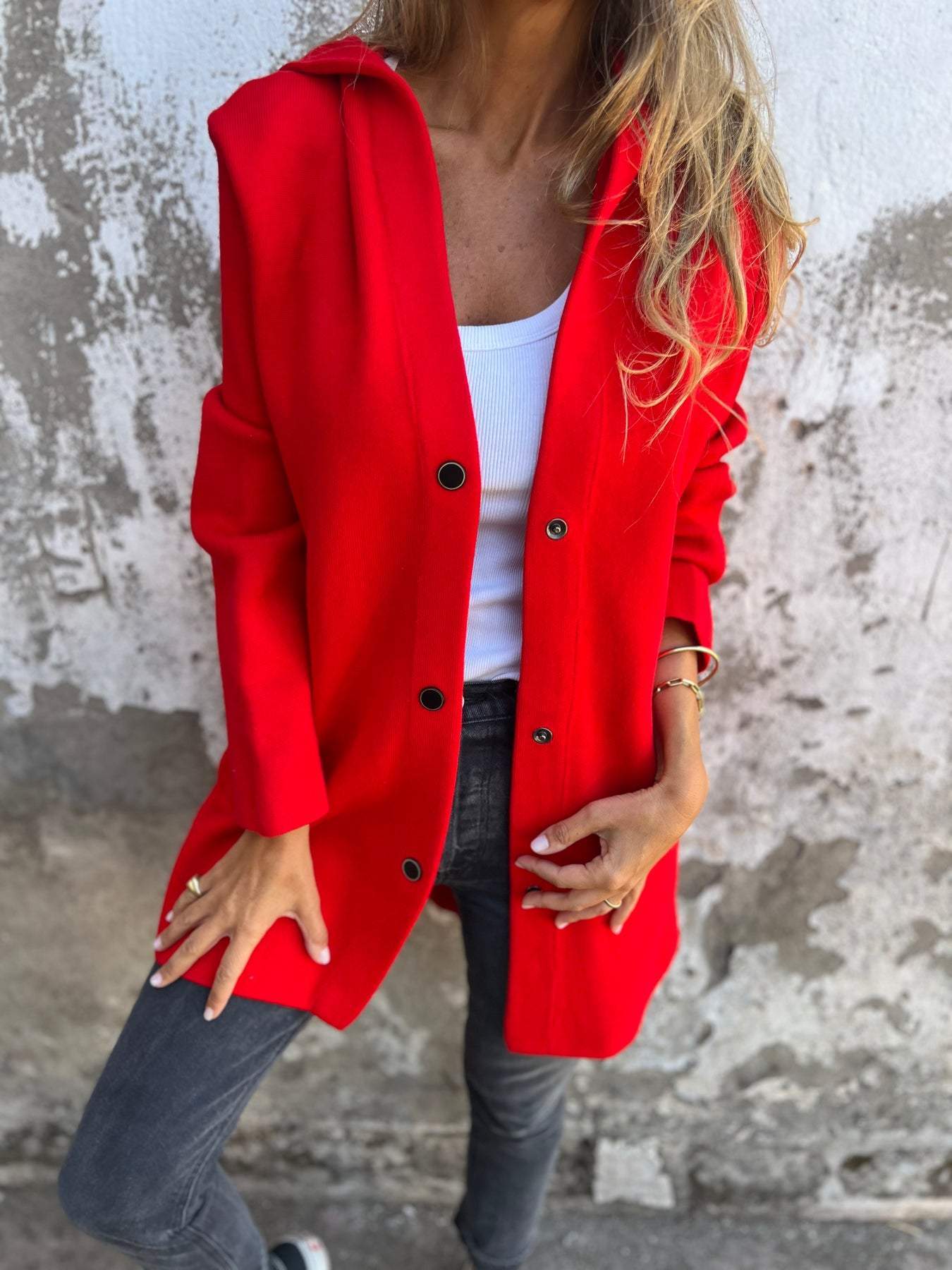 Scarlett™ - Casual One-Button Hoodie