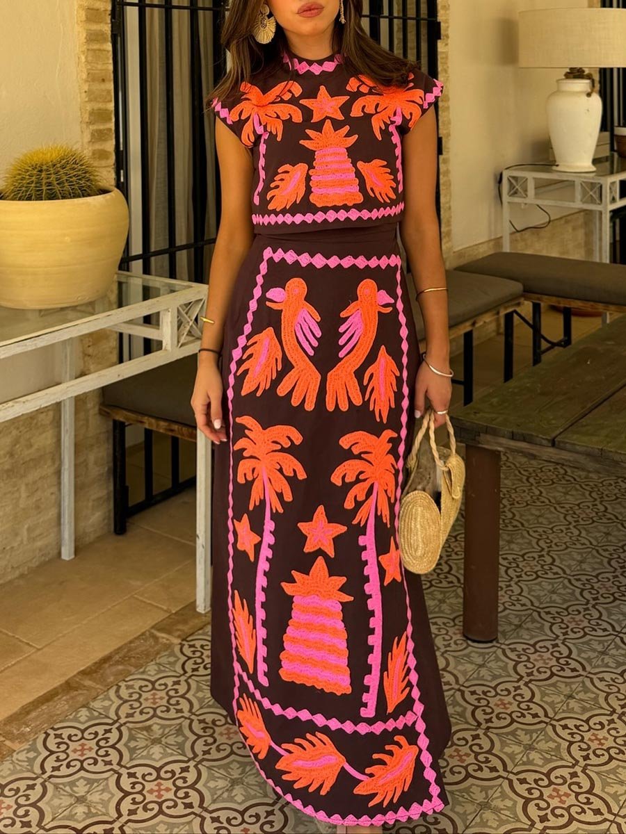 Katia - Printed Top and Skirt Set