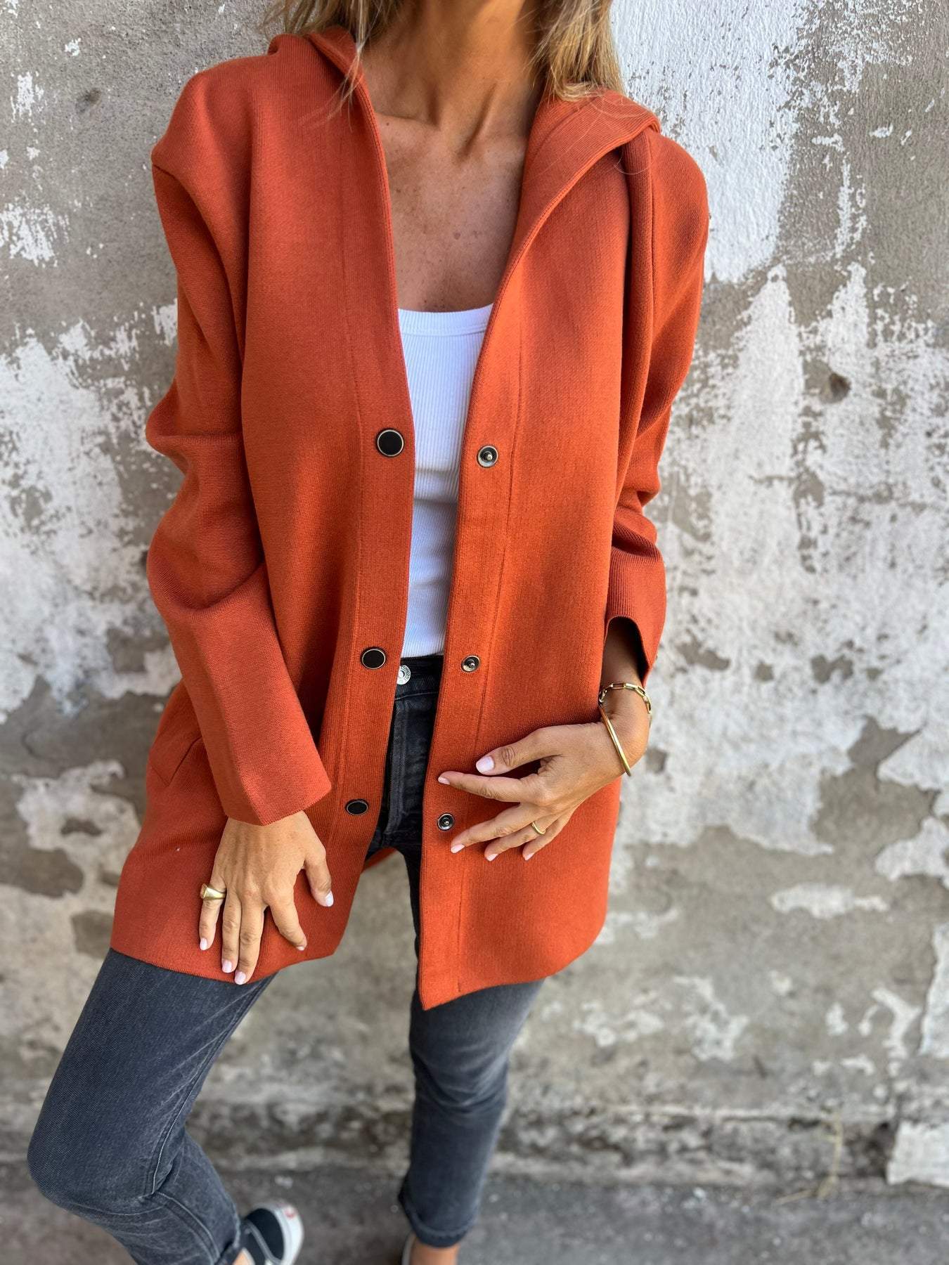 Scarlett™ - Casual One-Button Hoodie