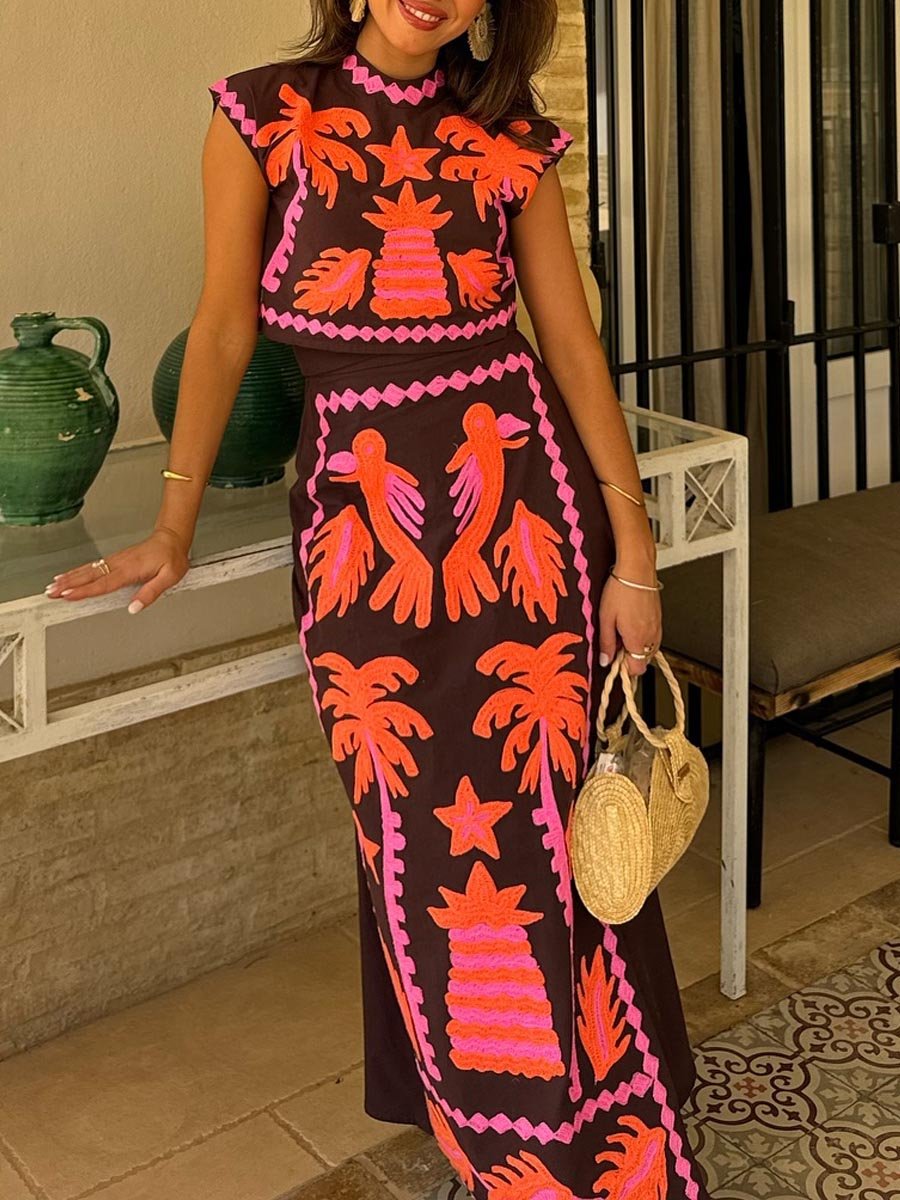 Katia - Printed Top and Skirt Set