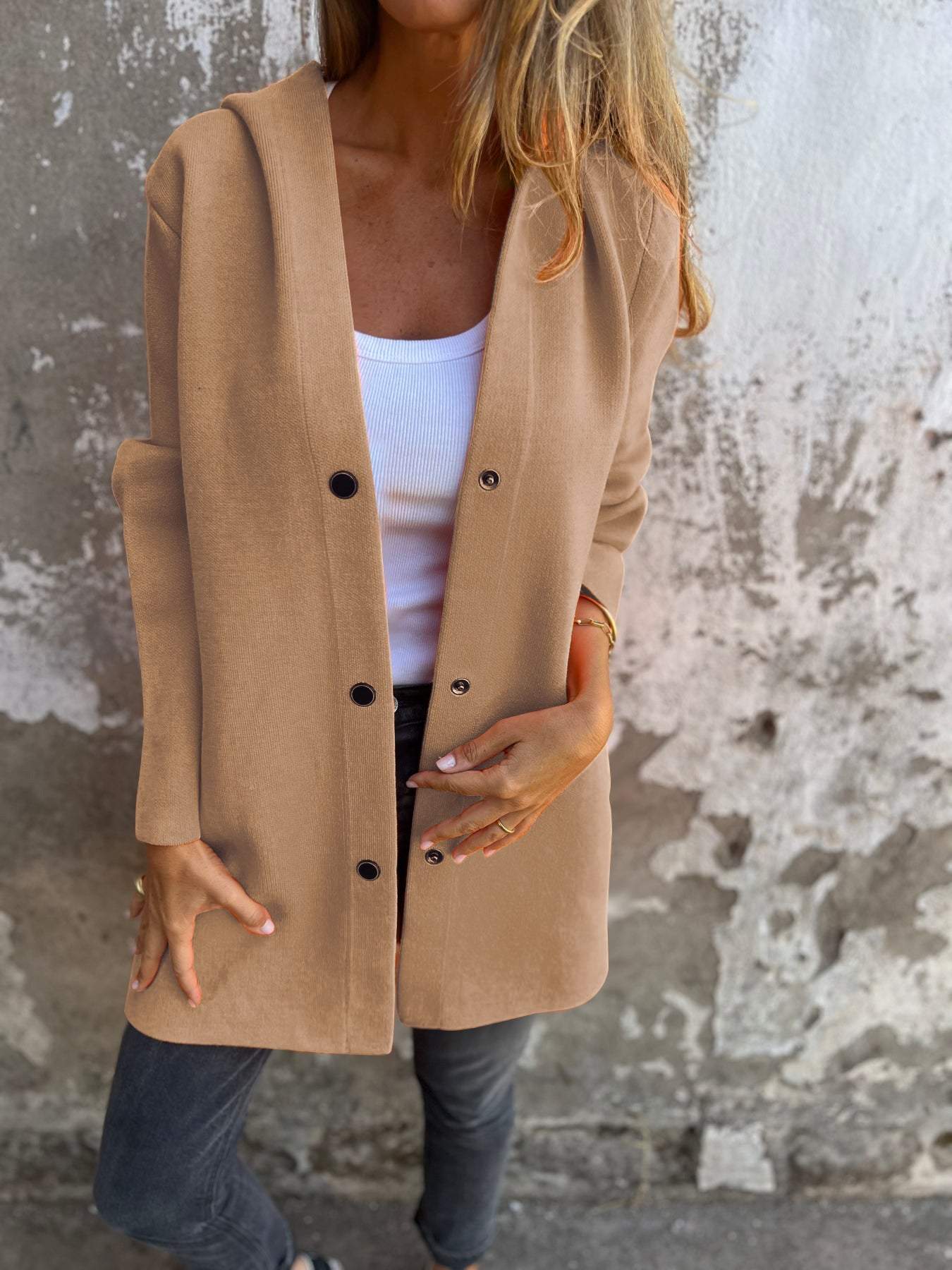 Scarlett™ - Casual One-Button Hoodie