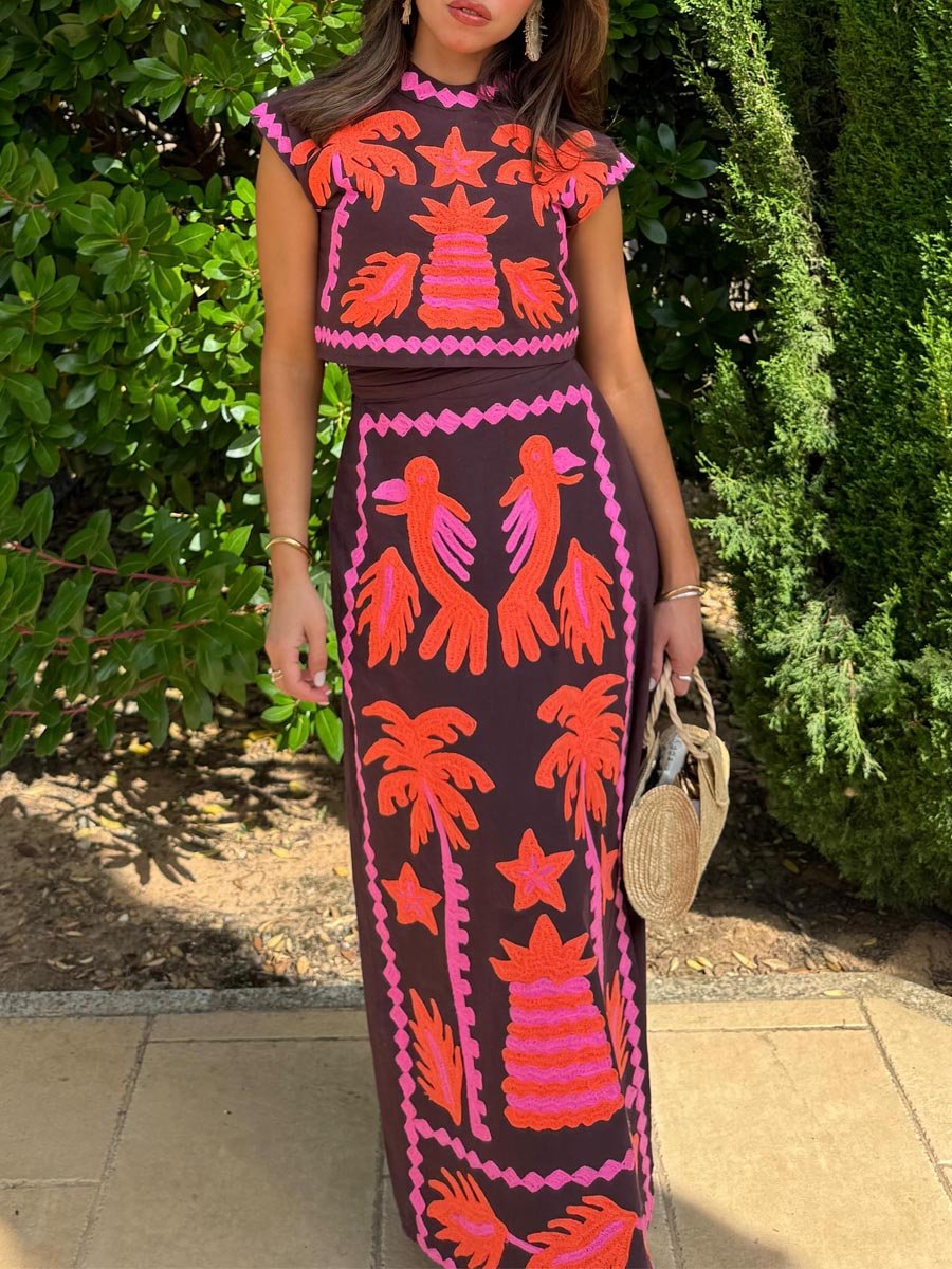 Katia - Printed Top and Skirt Set