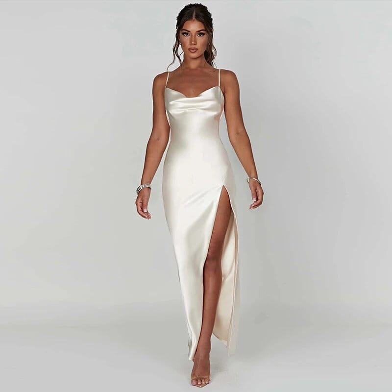 Lily™ | Satin Maxi Dress with Thin Straps