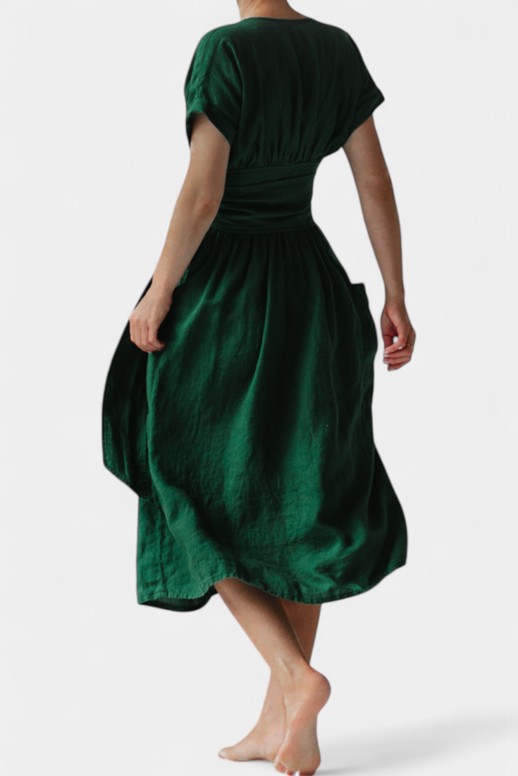 Cressida | Exclusive Dress with V-Neck and Adjustable Waist