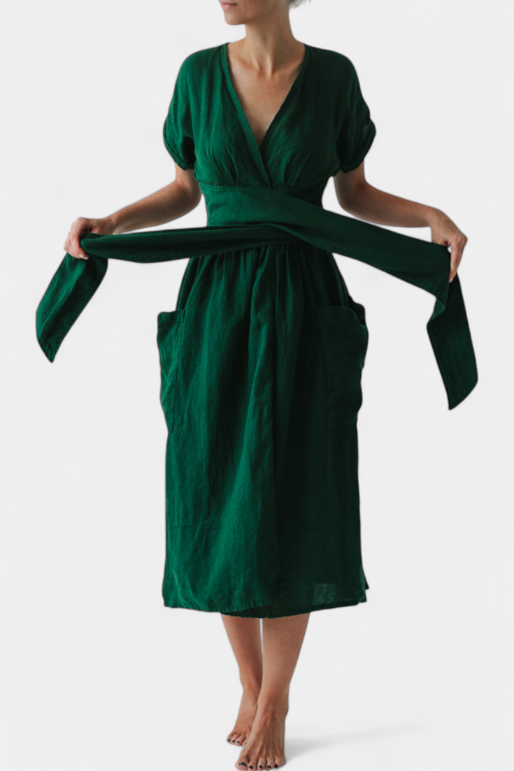 Cressida | Exclusive Dress with V-Neck and Adjustable Waist