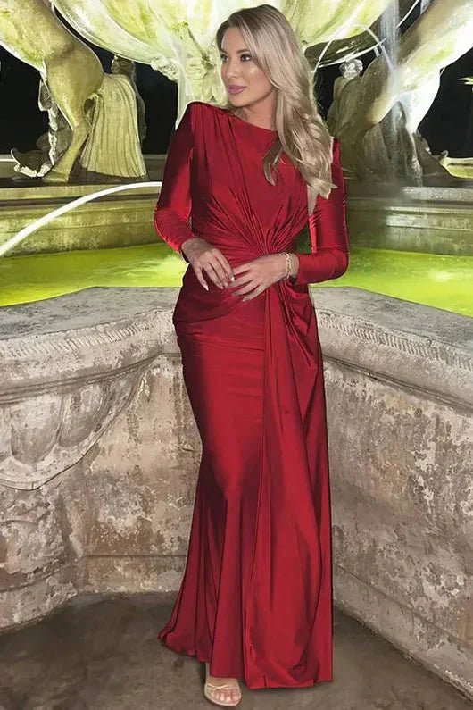 Michaela™ | Long Sleeve Maxi Dress with Twist Front