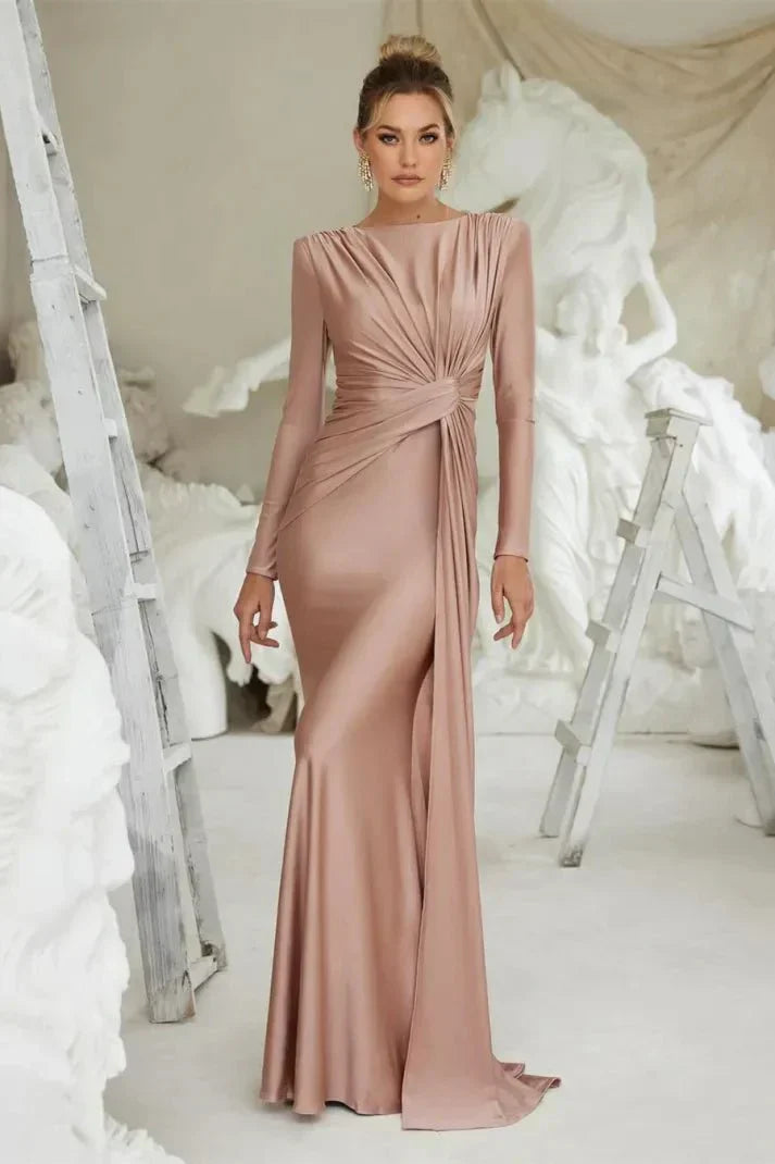 Michaela™ | Long Sleeve Maxi Dress with Twist Front
