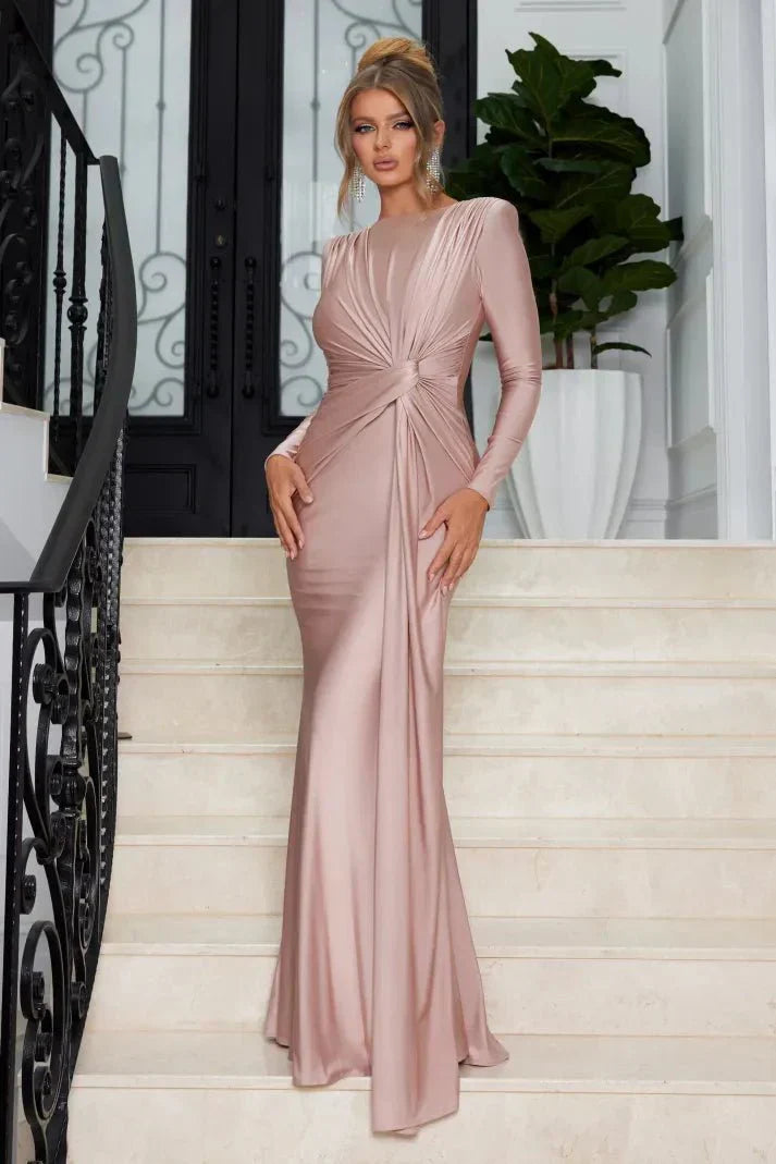 Michaela™ | Long Sleeve Maxi Dress with Twist Front