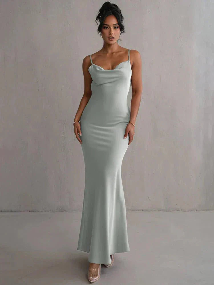Nina™ | Luxurious Silk Evening Dress with Ruffles