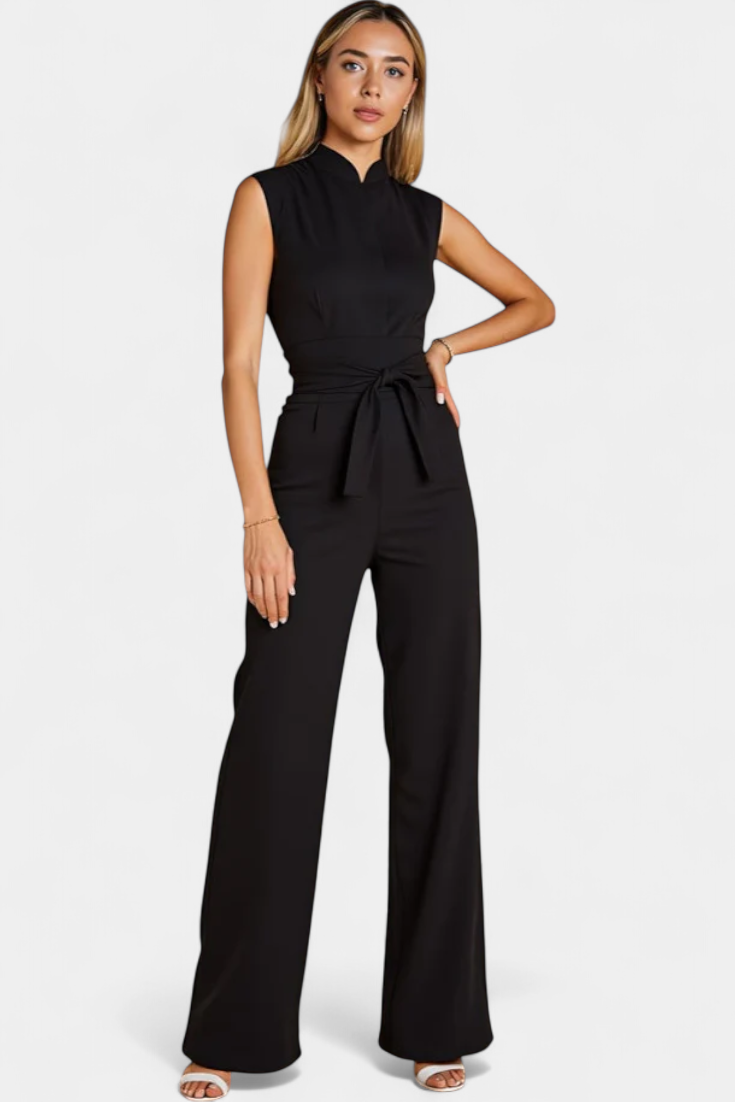 Sleeveless Jumpsuit with Flared Cut