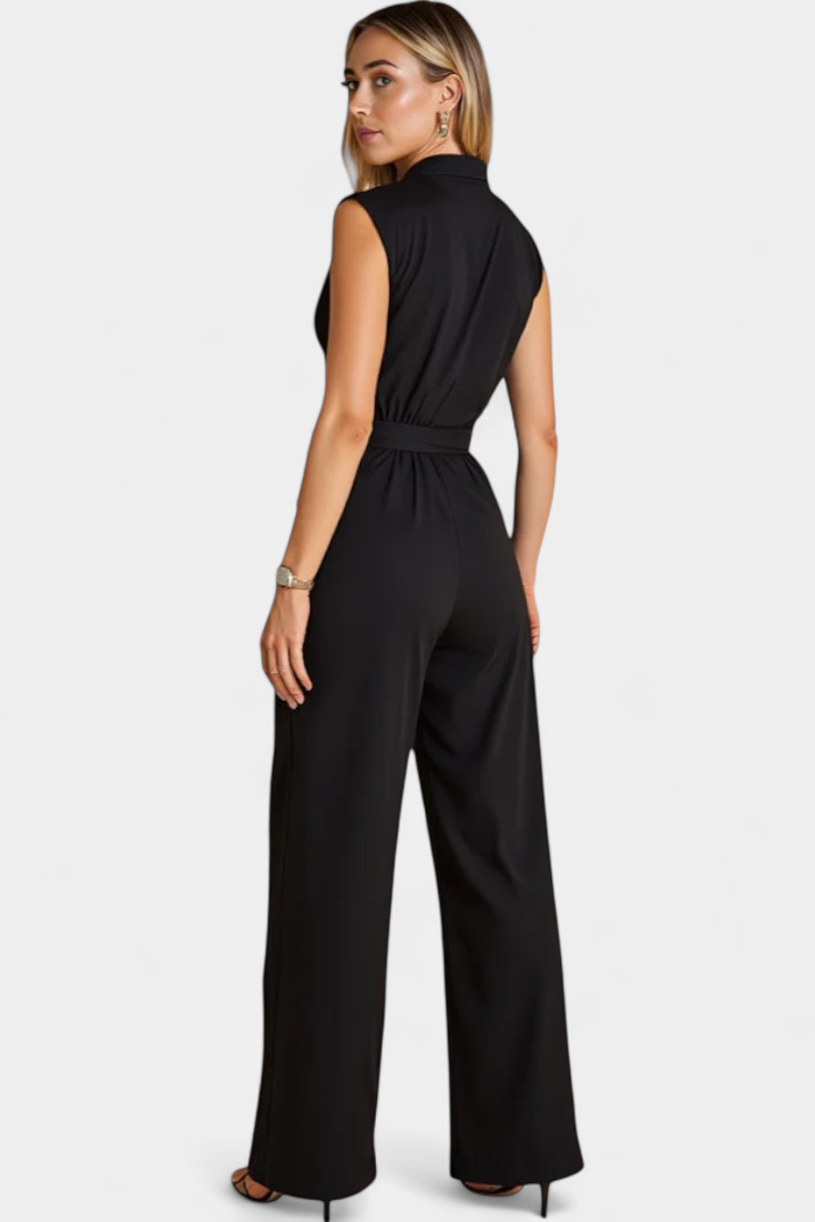 Sleeveless Jumpsuit with Flared Cut