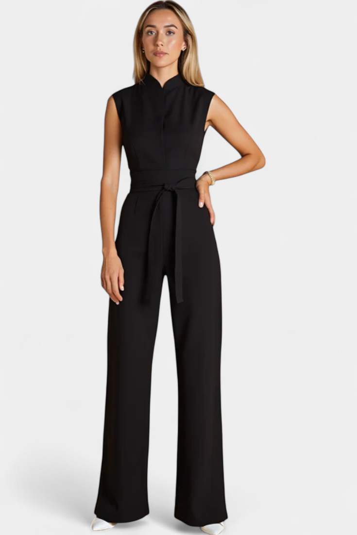 Sleeveless Jumpsuit with Flared Cut