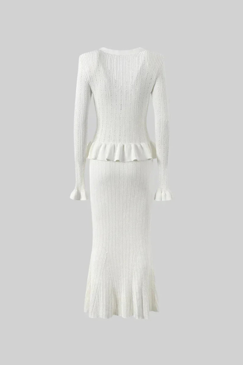 Prudence Refined Knit Midi Dress Set with Button Top